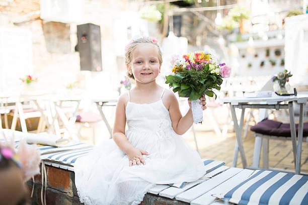 istock Little girl dressed as a bride 485473166