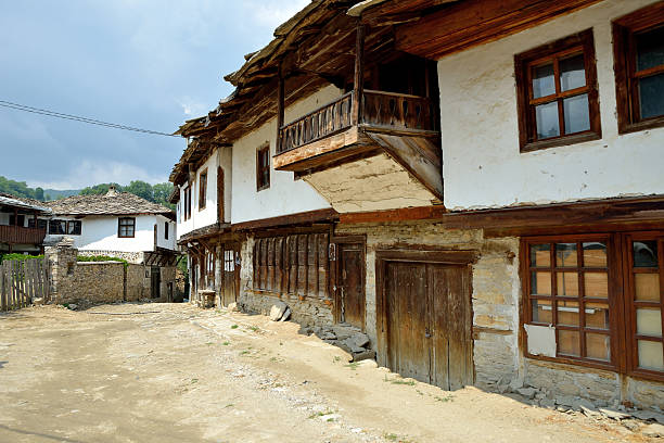 Old traditional Bulgarian Houses in Dolen village, Old traditional Bulgarian houses in Dolen village in Rhodopes mountain, Blagoevgrad province, Bulgaria, Balkans, Eastern Europe. blagoevgrad province photos stock pictures, royalty-free photos & images