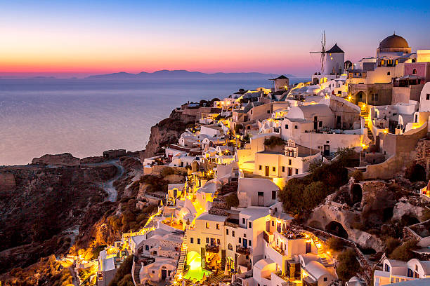 istock Oia at night, Santorini 485473715