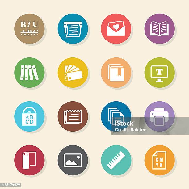 Print And Publishing Icons Color Circle Series Stock Illustration - Download Image Now - Circle, Icon Symbol, Printing Out