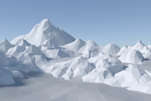 3D render illustration - lowpoly abstract landscape