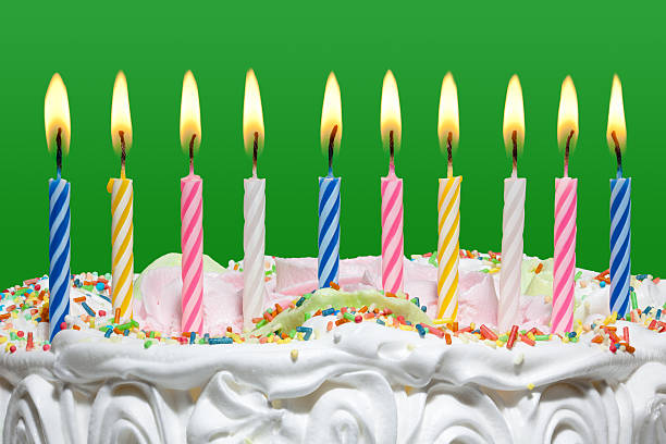 istock Birthday cake with candles. 485474069