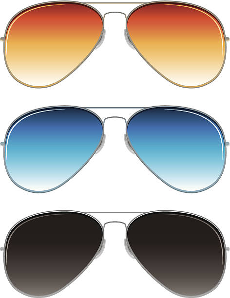 sonnenbrille im fliegerstil - aviator glasses stock-grafiken, -clipart, -cartoons und -symbole