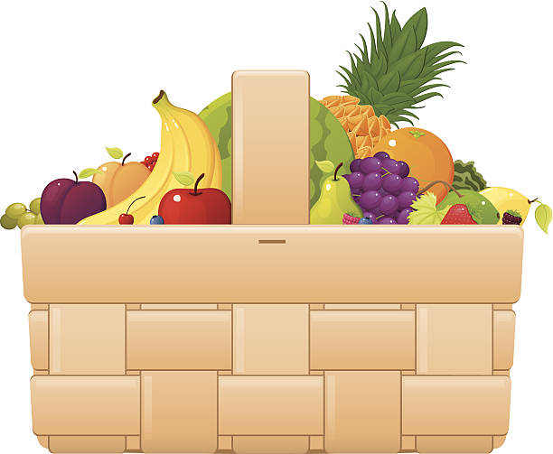 корзина с фруктами - apricot portion antioxidant fruit stock illustrations