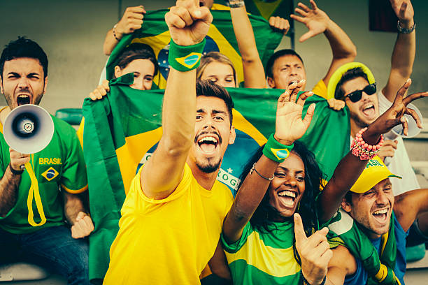 Brazil Supporters at the Stadium stock photo