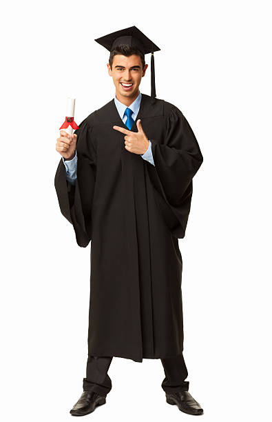 istock Male Graduate Pointing At His Degree - Isolated 485475663