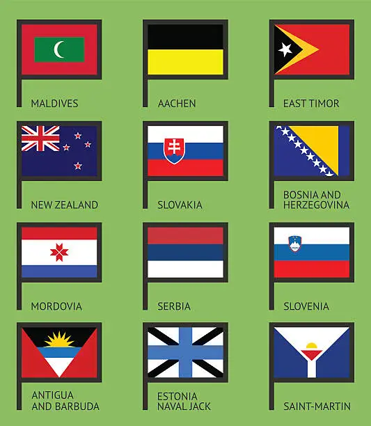 Vector illustration of Flags flat set-12