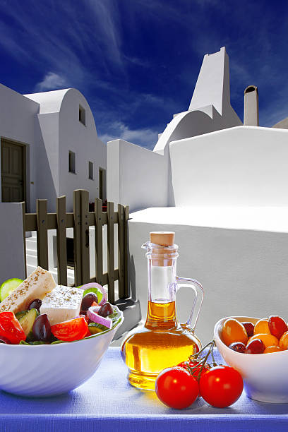 istock Greek salad in Santorini island, Greece 485479228