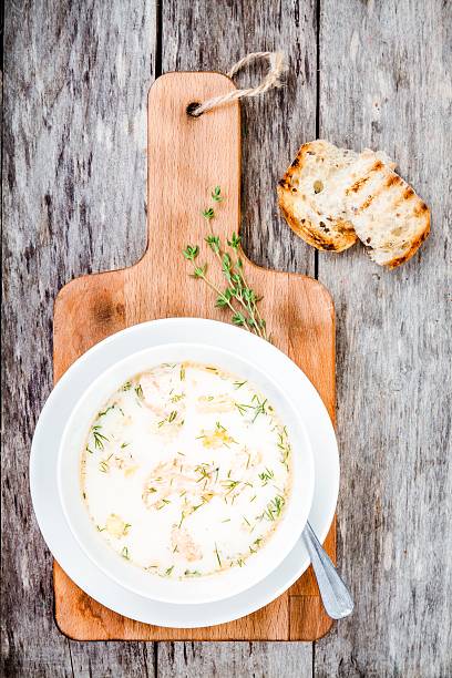 istock homemade soup with salmon and cream 485480306