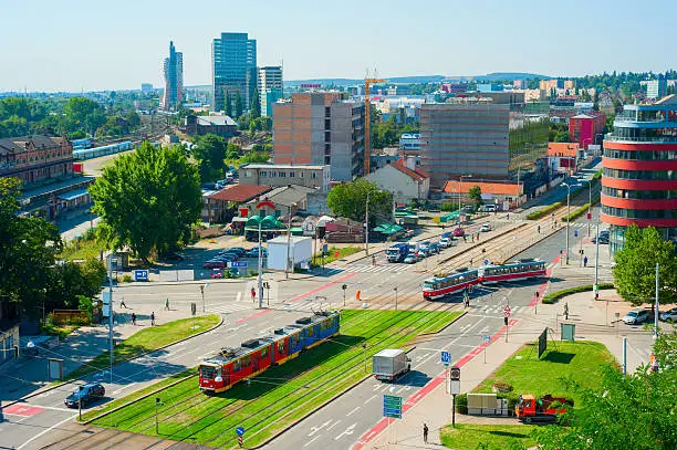 Top view of Brno downtown, Czech Republic