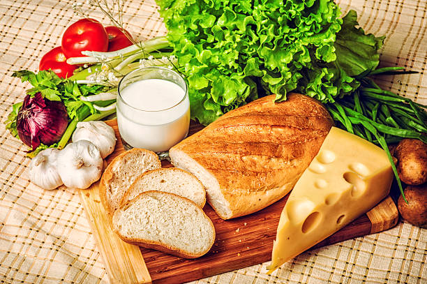 Beautiful still life with dairy products stock photo