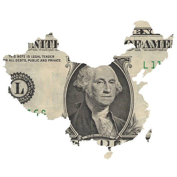 istock Map of China covered with dollar bill 485485296
