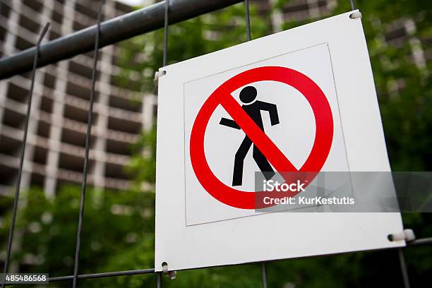 Construction Site Warning Signs Stock Photo - Download Image Now - 2015, Adult, Adults Only