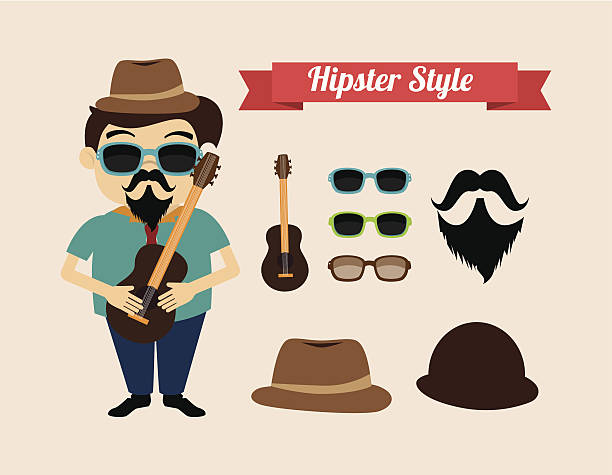 hipster-design - gitarre grafiken stock-grafiken, -clipart, -cartoons und -symbole