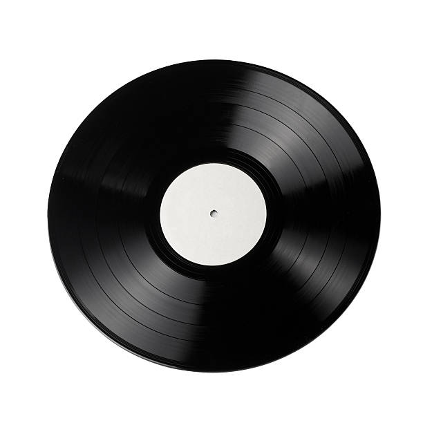 istock Black vinyl records isolated on white background 485488205