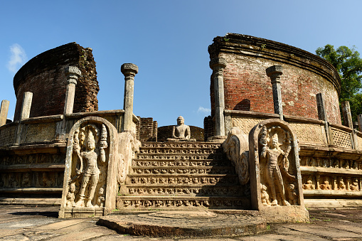 Polonnaruwa ruin was the second capital of Sri Lanka after the destruction of Polonnaruwa. The photograph is presenting  Vatadage (Round House). Sri Lanka