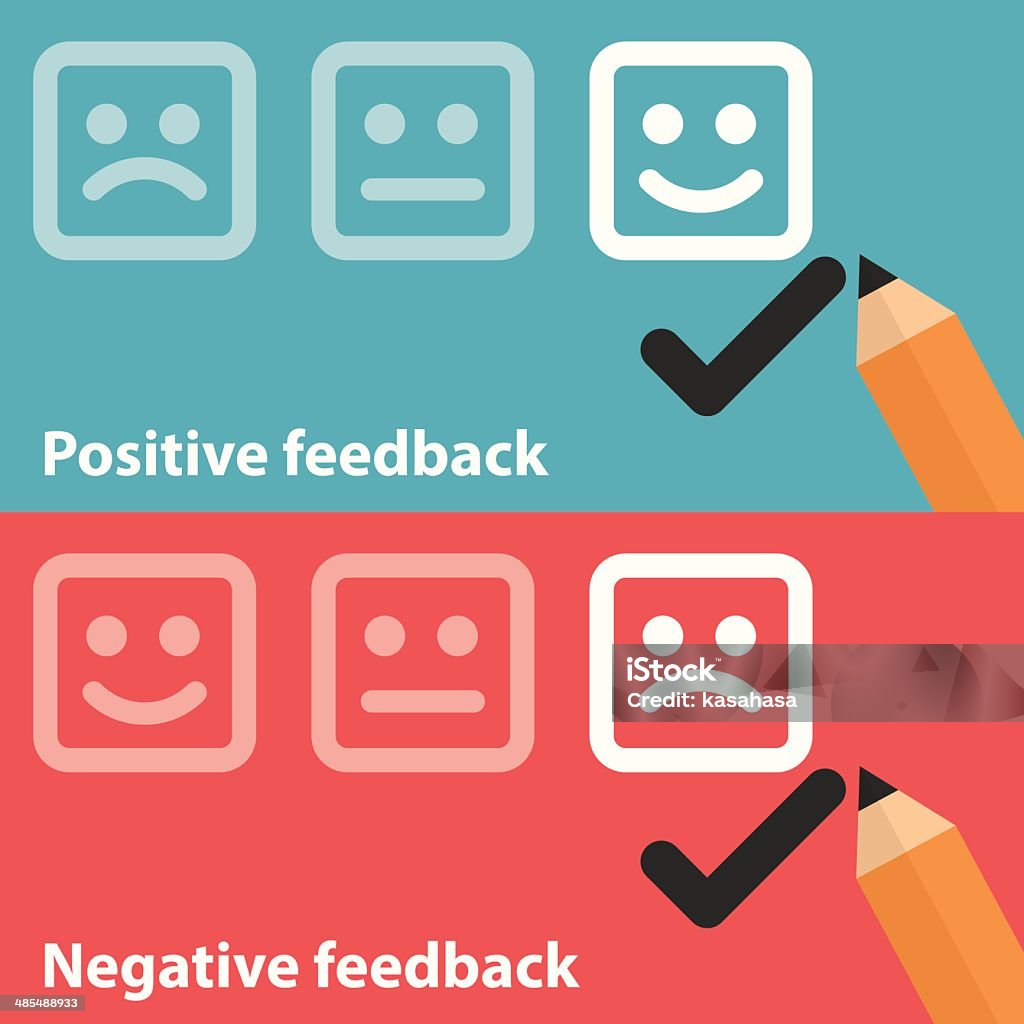 Positive and negative feedback Vector illustration of positive and negative feedback concept. Minimal and flat design Advice stock vector