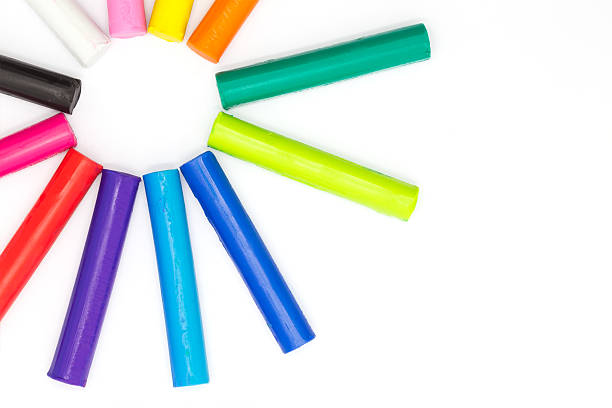 istock Multiple colour of clay sticks on white background 485488980