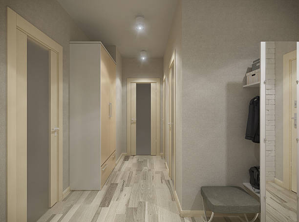 istock 3D illustration of a hall in beige tones 485489142