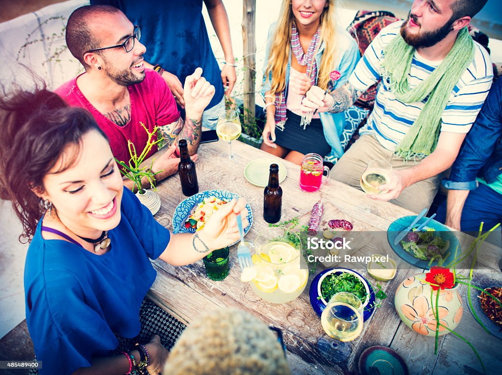 Beach Summer Dinner Party Celebration Concept 2015 Stock Photo