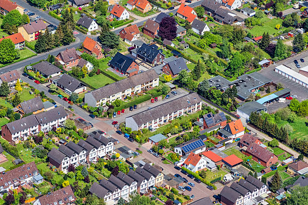 istock Aerial view of Housing development in Celle , Germany 485489450