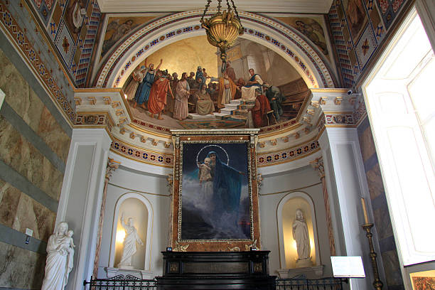Achillion chapel Chapel inside Achillion palace in Corfu, Greece corfu holiday palace stock pictures, royalty-free photos & images