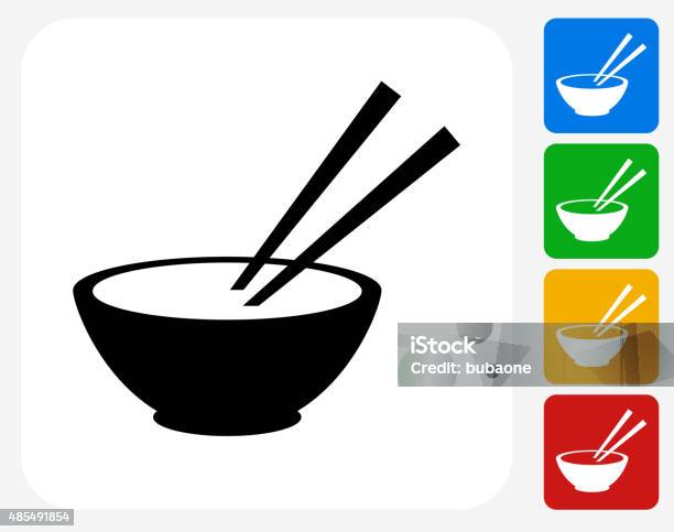 Bowl And Chopsticks Icon Flat Graphic Design Stock Illustration - Download Image Now - Bowl, Icon Symbol, 2015
