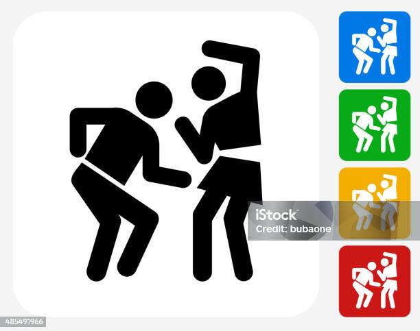 Man And Woman Dancing Icon Flat Graphic Design Stock Illustration - Download Image Now - Bog, 2015, Adult