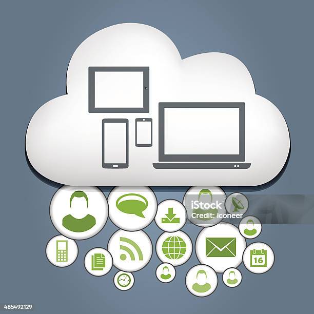 Cloud Computing Illustrattion Stock Vektor Art und mehr Bilder von Ausrüstung und Geräte - Ausrüstung und Geräte, Berührungsbildschirm, Bunt - Farbton