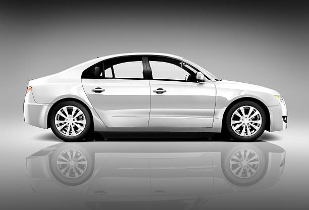 istock Side View Studio Shot Of White Car 485492787