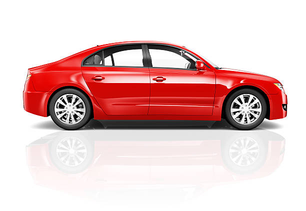 Red Car Red Car***NOTE TO INSPECTOR**These cars are our own 3D generic designs. They do not infringe on any copyrighted designs.*** domestic car photos stock pictures, royalty-free photos & images