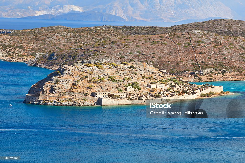 Spinalonga island View of Spinalonga island, Crete, Greece. Aegean Sea Stock Photo