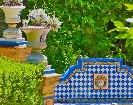 Garden in the Alcazar Palace, Seville, Spain