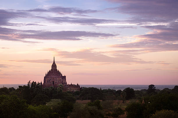 istock Colorful dramatic sunset of ancient temple in Bagan 485498246