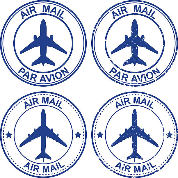 항공 우편 - postage stamp design element mail white background stock illustrations