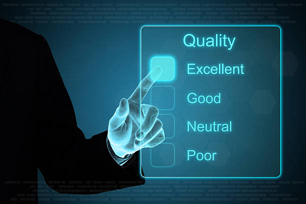 istock business hand clicking quality feedback on touch screen 485503127
