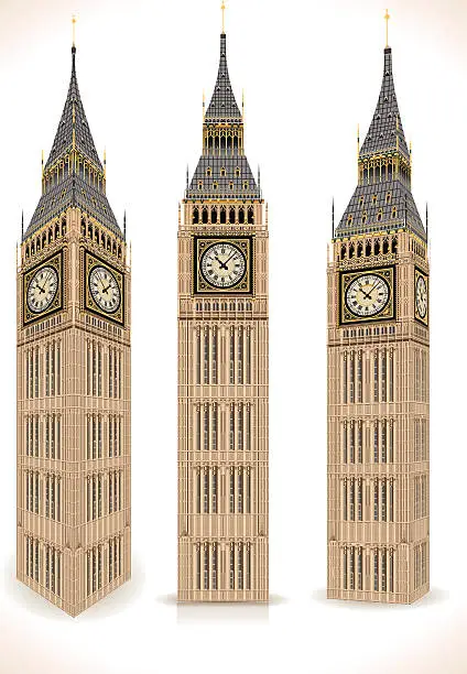 Vector illustration of Big Ben Tower Isolated on White