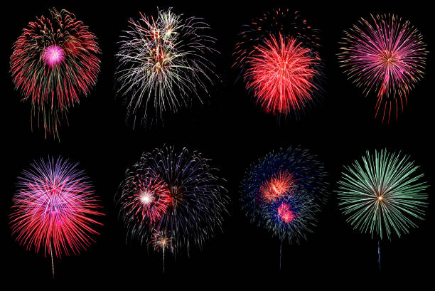 istock Brightly colorful fireworks in night sky 485503506