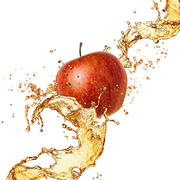 Splash juice with apple isolated on white