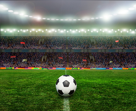 On the stadium. abstract football or soccer backgrounds 