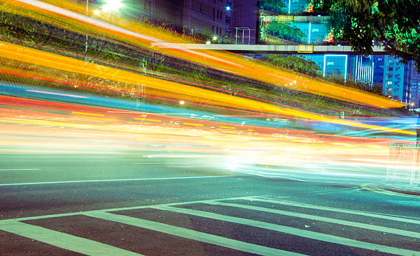 istock Big city road car lights at night 485506823