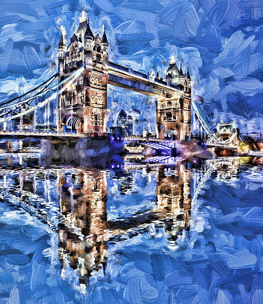 istock Tower Bridge in Artwork style in London, England 485506844
