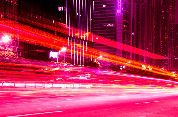 istock Big city road car lights at night 485506871