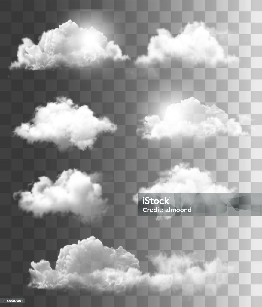 Conjunto de nubes transparente diferentes. Vector. - arte vectorial de Abstracto libre de derechos