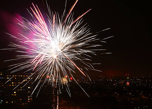 istock Colorful fireworks in night sky 485507817