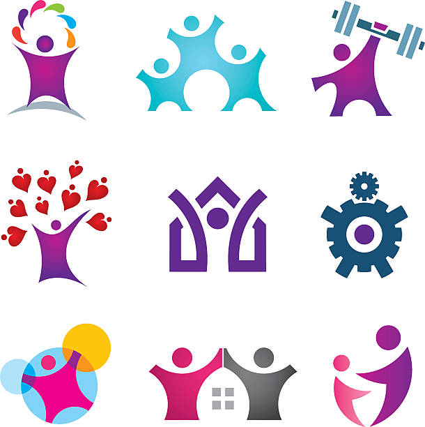 Living the great life happy social people icon set vector art illustration
