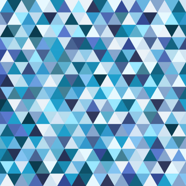 Geometric mosaic pattern from blue triangle Geometric mosaic pattern from blue triangle texture, abstract vector background illustration winter cloth pictures stock illustrations