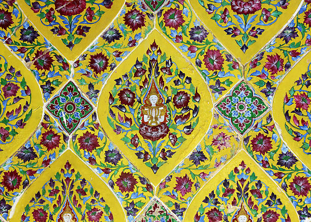 istock Art of tile is beautiful in Thai temple 485510280