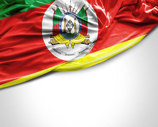 Rio Grande do Sul state waving flag on white background