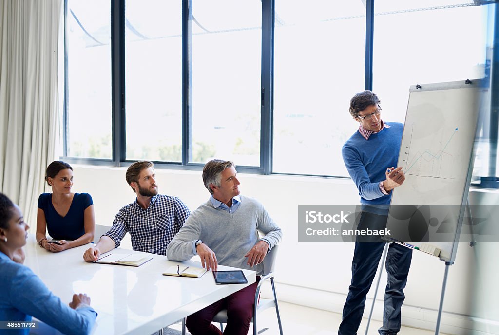 Boardroom strategists A businessman doing a presentation using a whiteboard during a boardroom meetinghttp://195.154.178.81/DATA/i_collage/pu/shoots/804667.jpg Adult Stock Photo